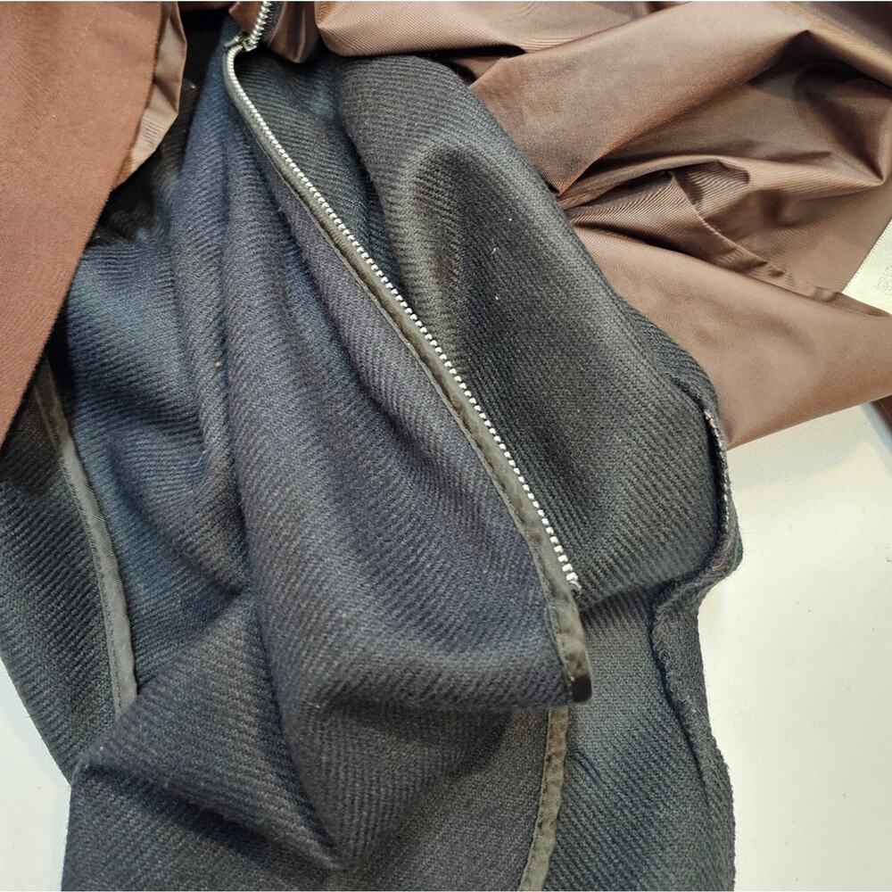 Jacqueline Ferrar Button Up Mid Length Lined Coat Brown Velour Collar Large - Picture 4 of 8